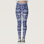 Nordic Winter Snowflake Knit Pattern Blue White Leggings<br><div class="desc">Dress up your winter wardrobe with these fun high quality leggings featuring a winter white snowflake pattern set against a blue background.  Perfect for the holidays or everyday winter activities and workouts.</div>