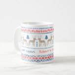 Nordic Woodland with Custom Text & Names Coffee Mug<br><div class="desc">Personalize this cute and cosy coffee mug. The template is set up for you to add your names and two romantic phrases (or you can keep our sample text, which reads candlelit suppers and woodland walks). The design features traditional Nordic hygge style patterns of hearts and spots with woodland trees...</div>