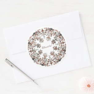 Nordic Wreath Classic Round Sticker