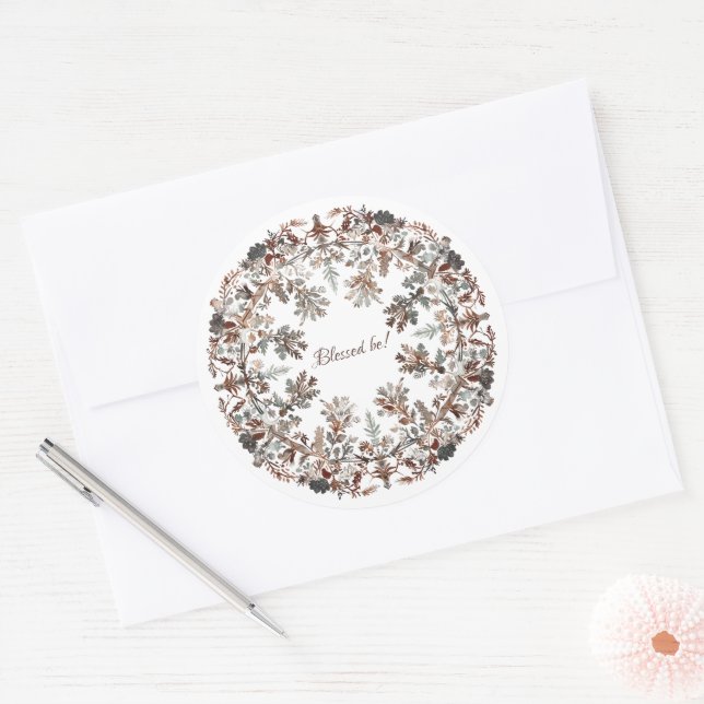 Nordic Wreath Classic Round Sticker (Envelope)