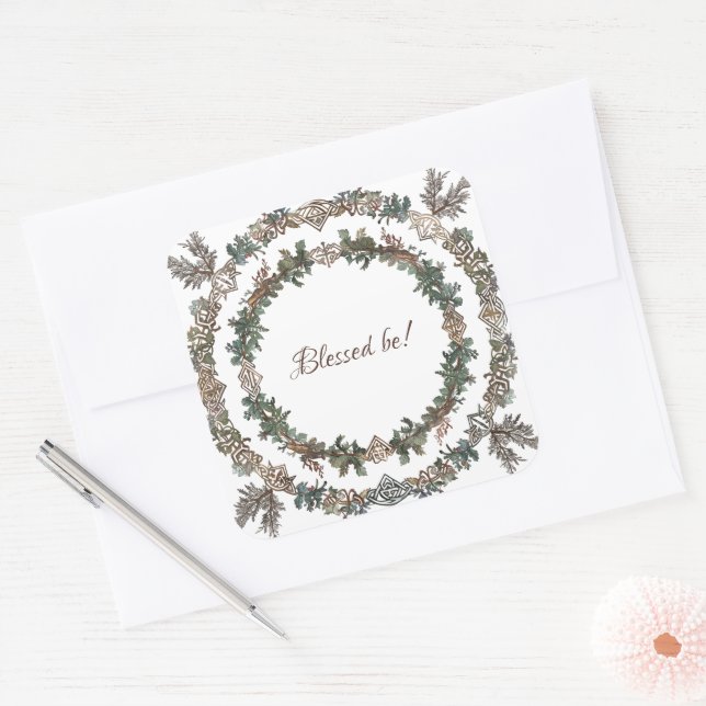 Nordic Wreath Square Sticker (Envelope)