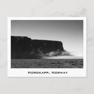 Nordkapp cliffs black & white postcard