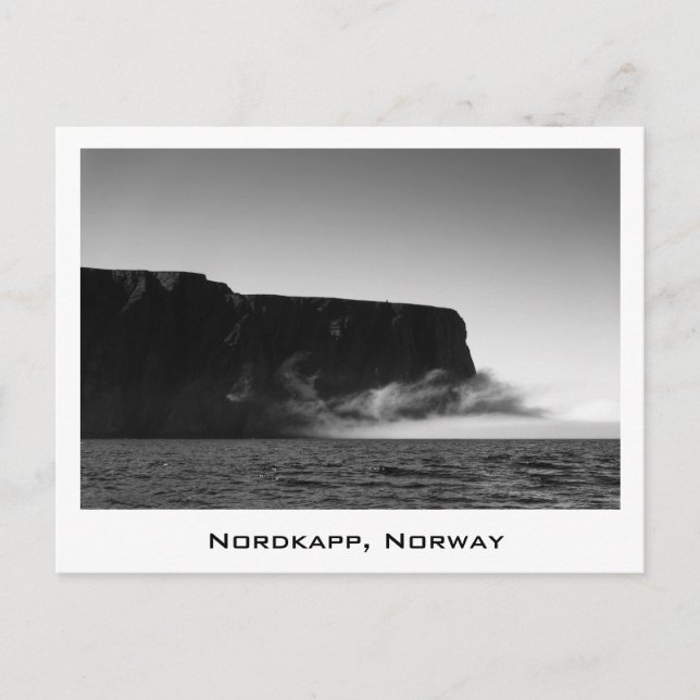 Nordkapp falaises noir et blanc carte postale (Devant)