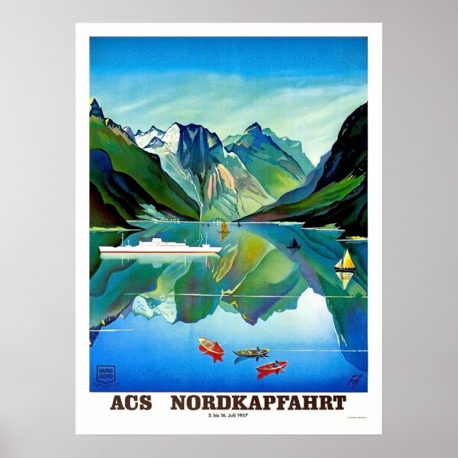 Nordkapp, Norway, sailing ship,mountains landscape Poster (Front)