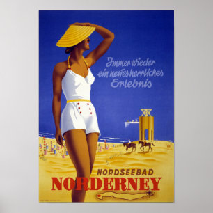 Nordseebad Norderney Allemagne Poster vintage Rest