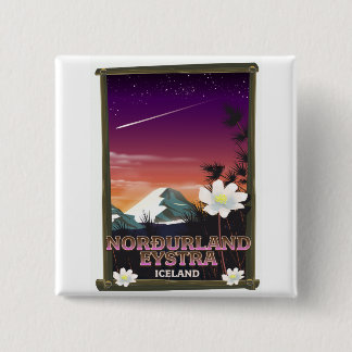 Norðurland eystra Iceland travel poster 2 Inch Square Button