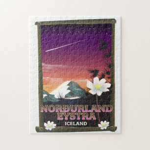 Norðurland eystra Iceland travel poster Jigsaw Puzzle