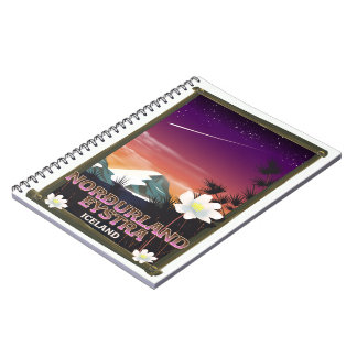 Norðurland eystra Iceland travel poster Notebook