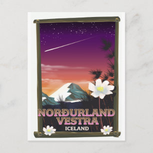 Norðurland vestra Iceland travel poster Postcard