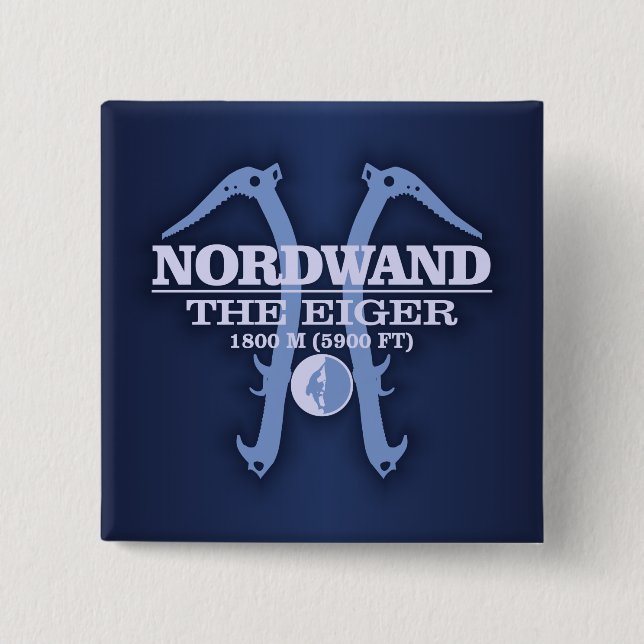 Nordwand "The Eiger" 2 Inch Square Button (Front)