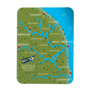 Norfolk Broads England Map. Magnet
