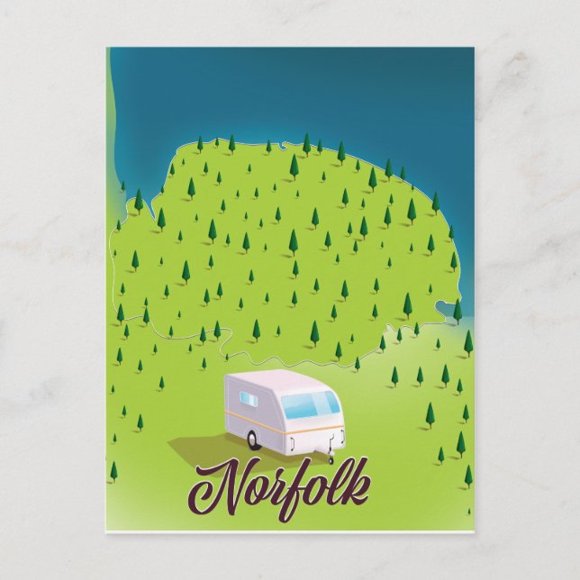 Norfolk Caravan map Postcard (Front)