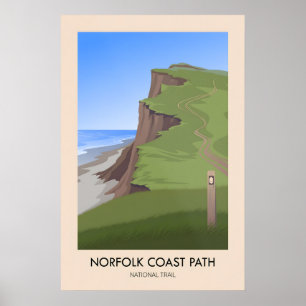 Norfolk Coast Path National Trail Modern Travel Poster