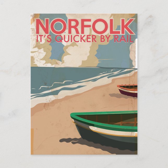Norfolk, England Vintage Travel Poster Postcard (Front)