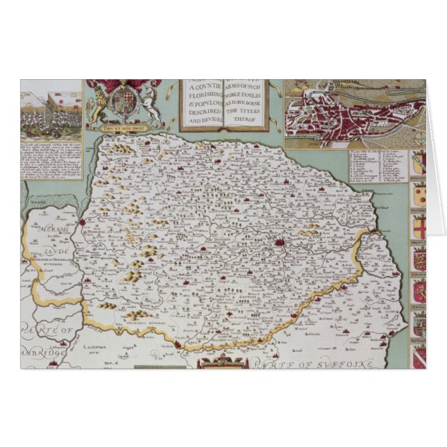 Norfolk, engraved by Jodocus Hondius (Front Horizontal)