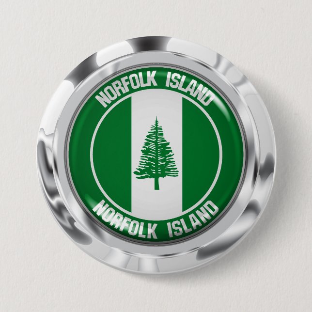 Norfolk Island Round Emblem 3 Inch Round Button (Front)