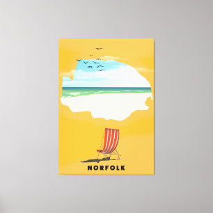 Norfolk Map illustrated travel poster Canvas Print