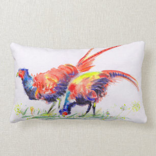 Norfolk Pheasants Watercolour Lumbar Pillow