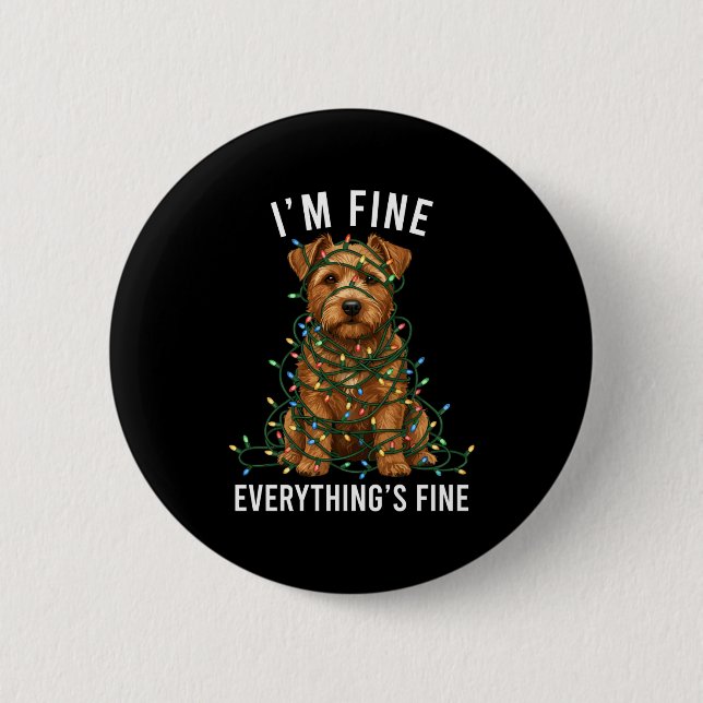 Norfolk Terrier Christmas I'm Fine Everything Is F 2 Inch Round Button (Front)