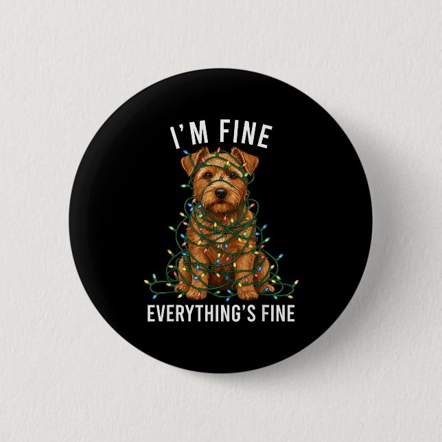 Norfolk Terrier Christmas I'm Fine Everything Is F 2 Inch Round Button (Front)
