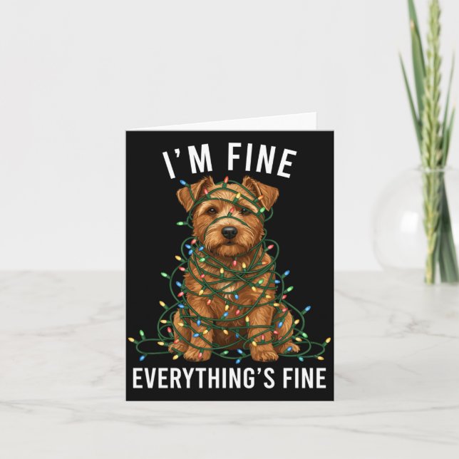 Norfolk Terrier Christmas I'm Fine Everything Is F Card (Front)