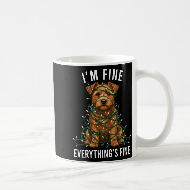Norfolk Terrier Christmas I'm Fine Everything Is F Coffee Mug (Right)