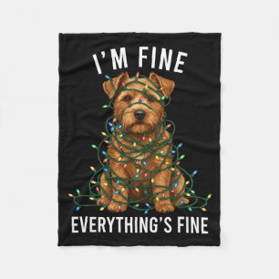 Norfolk Terrier Christmas I'm Fine Everything Is F Fleece Blanket