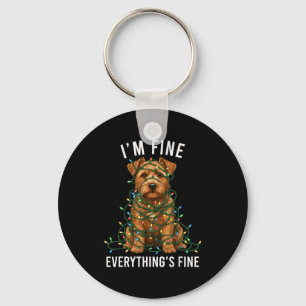 Norfolk Terrier Christmas I'm Fine Everything Is F Keychain