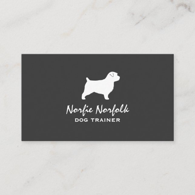 Norfolk Terrier Dog Breed Silhouette Business Card (Front)