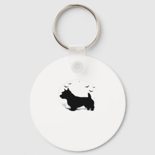 Norfolk Terrier Dog � Halloween Moon Silhouette Cl Keychain