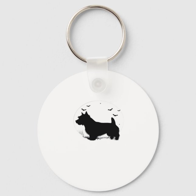 Norfolk Terrier Dog � Halloween Moon Silhouette Cl Keychain (Front)
