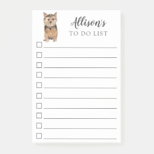 Norfolk Terrier Dog Personalized To Do List Post-i Post-it Notes