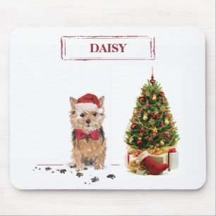 Norfolk Terrier Funny Christmas Dog with Tree Mouse Pad