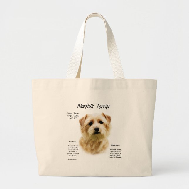 Norfolk Terrier History Design Large Tote Bag (Front)