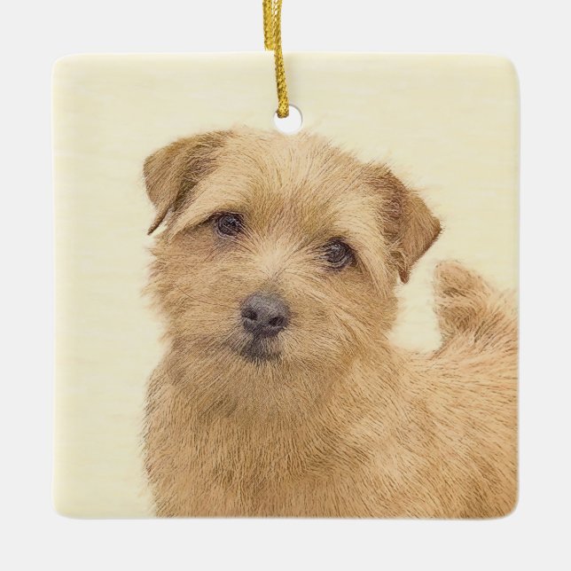 Norfolk Terrier Painting - Original Dog Art Ceramic Ornament (Front)