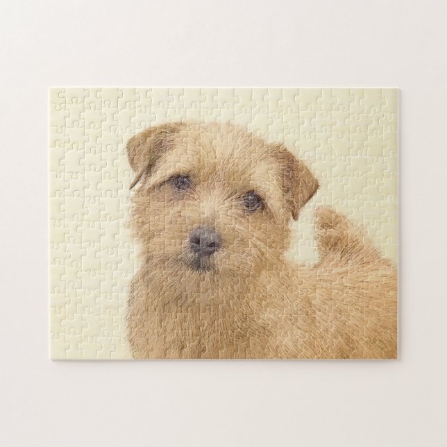 Norfolk Terrier Painting - Original Dog Art Jigsaw Puzzle (Horizontal)