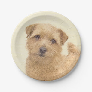 Norfolk Terrier Painting - Original Dog Art Paper Plate