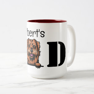 Norfolk Terrier Peeking Personalized Dad Two-Tone Coffee Mug