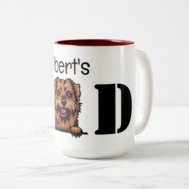 Norfolk Terrier Peeking Personalized Dad Two-Tone Coffee Mug (Front Right)