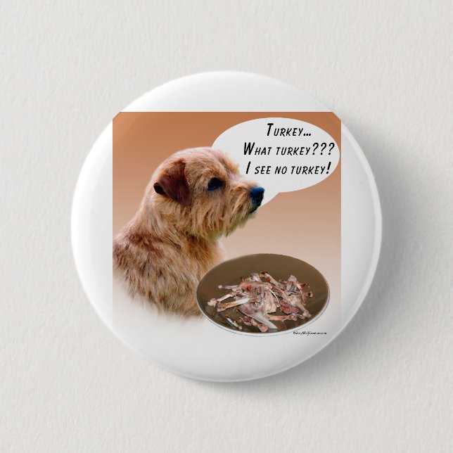 Norfolk Terrier Turkey 2 Inch Round Button (Front)