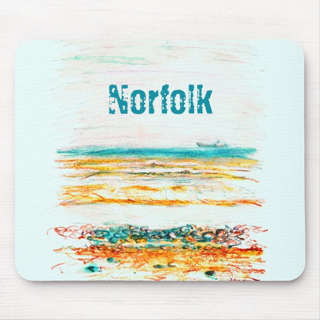 Norfolk, Uk, Beach & Boat in Pencil art Mouse Pad (Front)