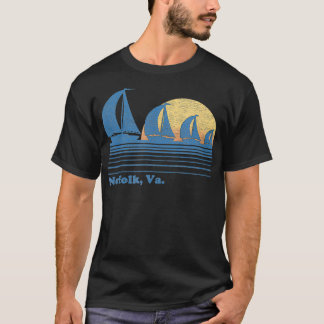 Norfolk VA Sailboat Vintage 80s Sunset T-Shirt
