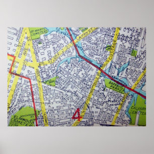 Norfolk, VA Vintage Map Poster