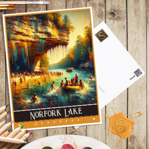 Norfork Lake, Arkansas Vintage Painting Postcard