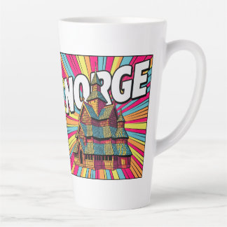Norge Norway Stave Church Oslo Pop Art Latte Mug