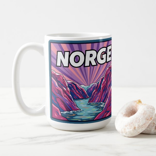 Norge Norwegian Geirangerfjords Coffee Mug (With Donut)