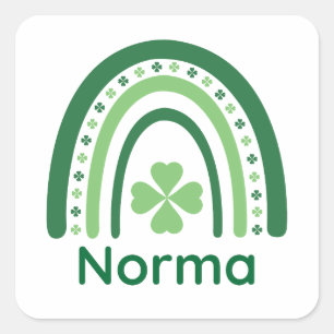 Norma Name Clover Boho Rainbow Square Sticker