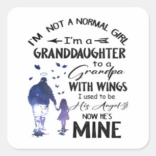 Normal Girl Granddaughter Grandpa With Wings Angel Square Sticker