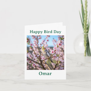 Normal Gray Cockatiel with Flowers Custom Birthday Card