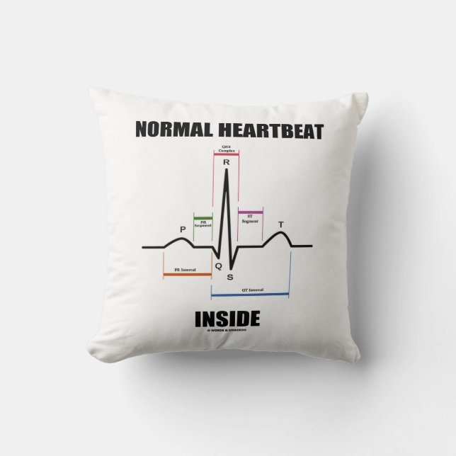 Normal Heartbeat Inside ECG EKG Electrocardiogram Throw Pillow (Front)